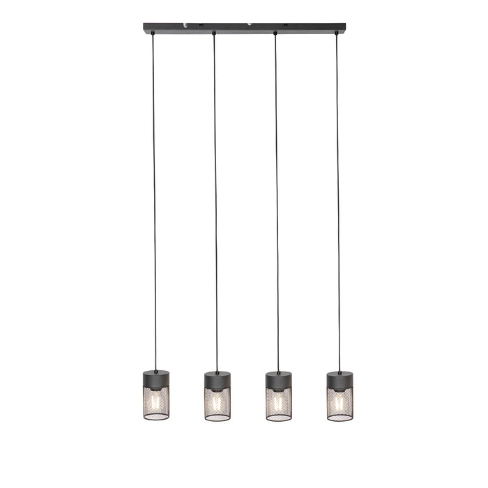 QAZQA Industriële hanglamp zwart 4-lichts - Jim