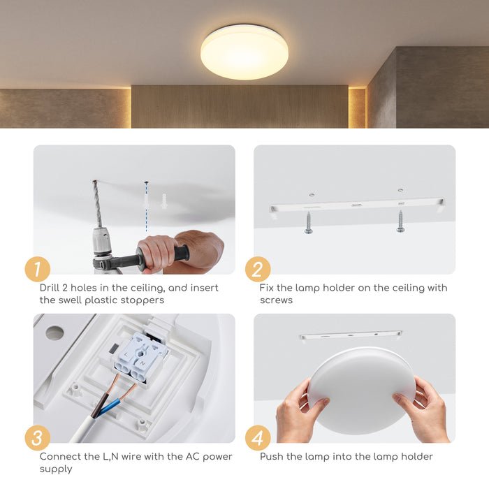 Aigostar 10I1M - Plafonnières - LED Plafondlamp - Ø 22cm- 18W -3000K