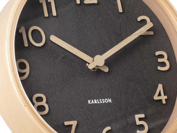 Karlsson - Table clock Pure wood grain black