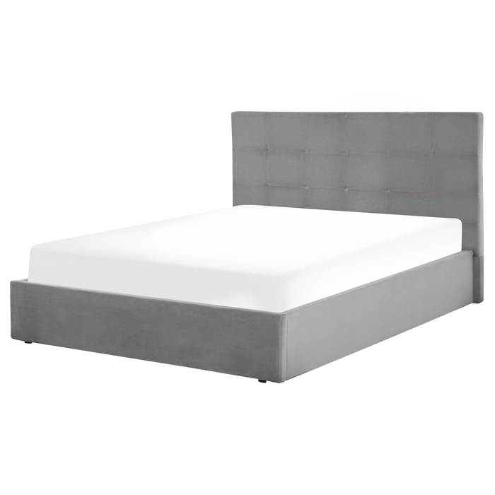 Beliani-LORIENT-Bed met opbergruimte-Lichtgrijs-160 x 200 cm-Fluweel