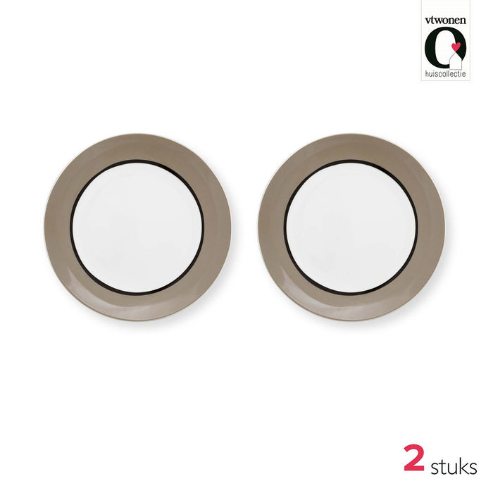 vtwonen Dinerborden - Circles - Zand - Set van 2