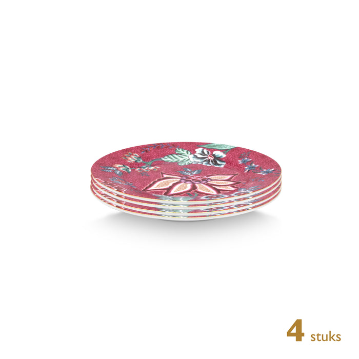 Pip Studio Borden - Flower Festival Donker Roze - Ø 17cm - Set van 4
