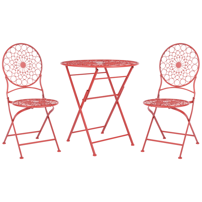 Beliani - SCARIO - Bistro set - Rood - IJzer
