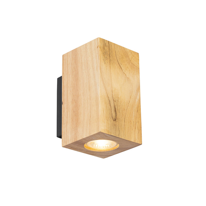 QAZQA Landelijke wandlamp hout vierkant 2-lichts - Sandy