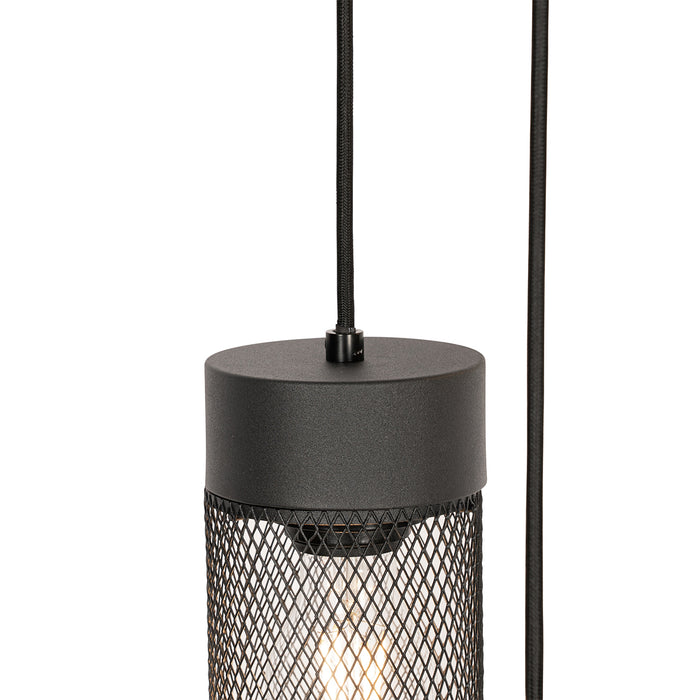 QAZQA Industriële hanglamp zwart 3-lichts - Jim