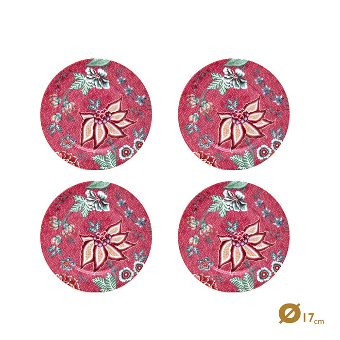 Pip Studio Borden - Flower Festival Donker Roze - Ø 17cm - Set van 4