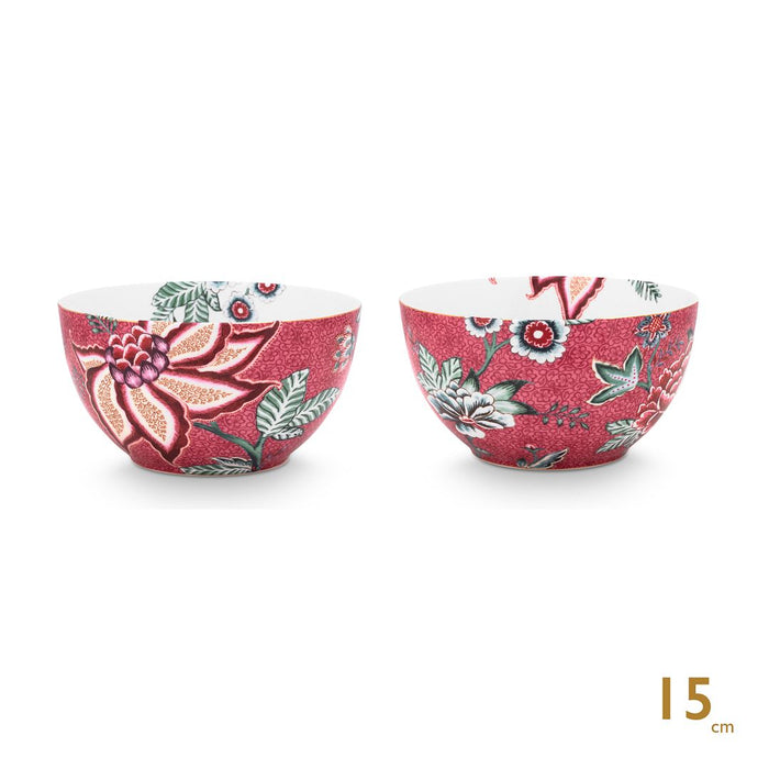 Pip Studio Kommen - Flower Festival Donker Roze - Ø 15cm - 2 St.