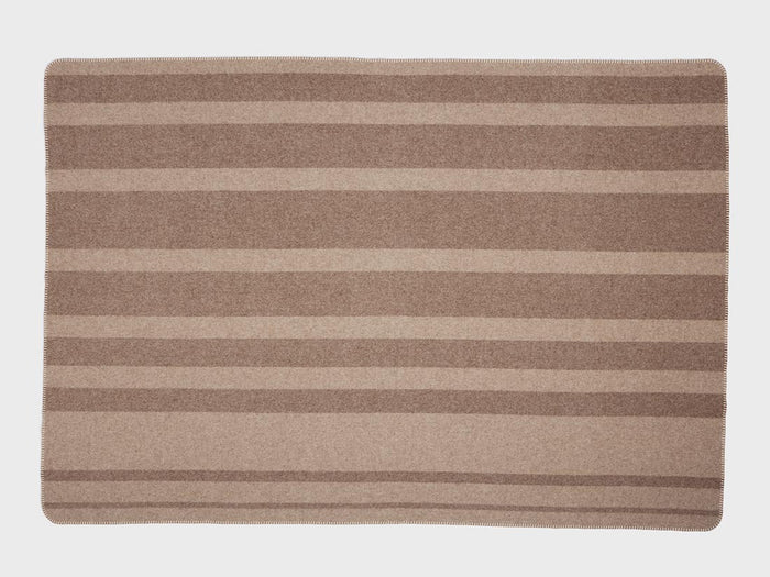 Yumeko deken merino wol stripe brown|chestnut 150x220