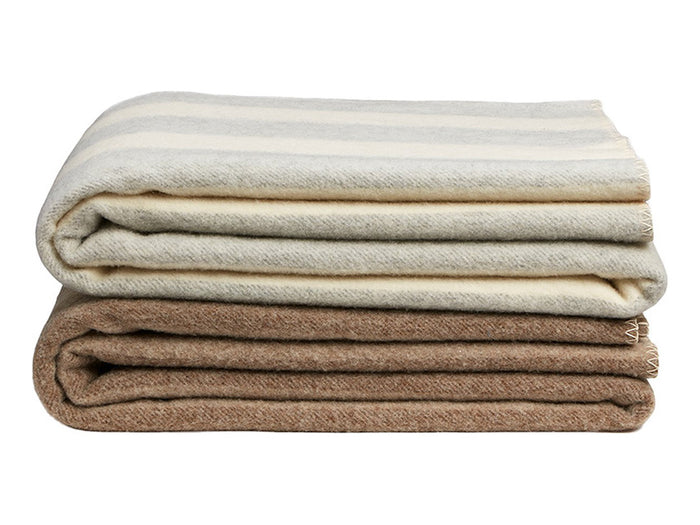 Yumeko deken merino wol stripe brown|chestnut 150x220