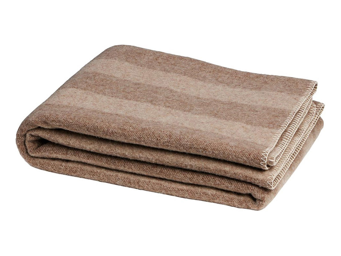 Yumeko deken merino wol stripe brown|chestnut 150x220