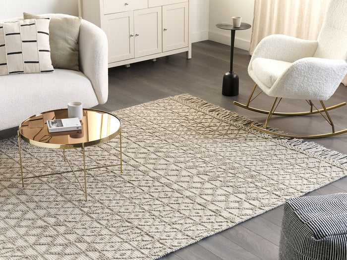 Beliani - ALUCRA - Modern vloerkleed - Zandbeige - 200 x 300 cm - Wol