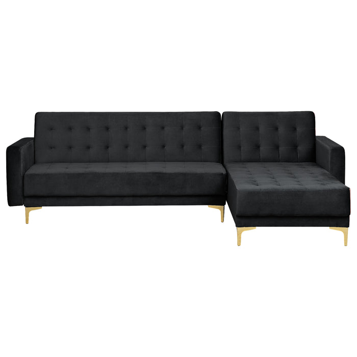 Beliani - ABERDEEN - Hoekbank - Zwart - Linkerzijde - Fluweel
