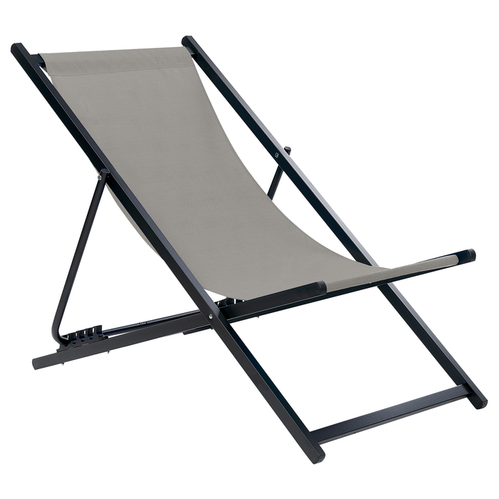 Beliani - LOCRI II - Ligstoel - Grijs|Zwart - Synthetisch materiaal