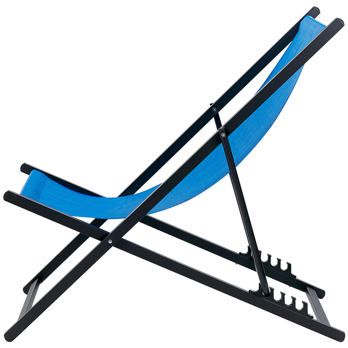 Beliani - LOCRI II - Ligstoel - Blauw|Zwart - Synthetisch materiaal