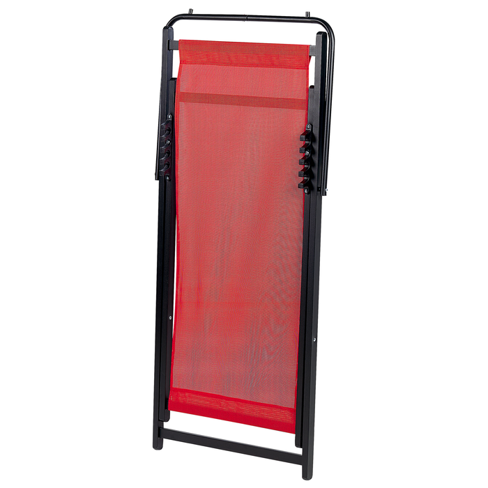 Beliani - LOCRI II - Ligstoel - Rood|Zwart - Synthetisch materiaal