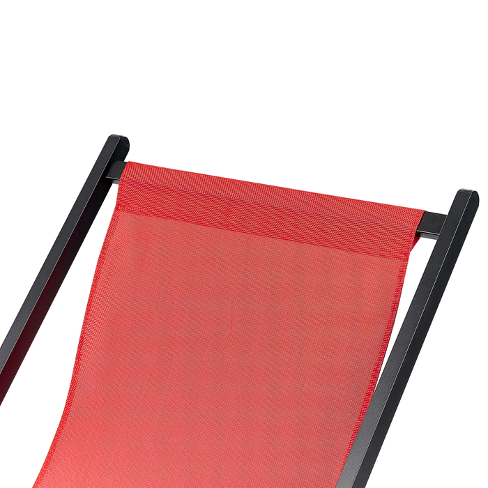 Beliani - LOCRI II - Ligstoel - Rood|Zwart - Synthetisch materiaal