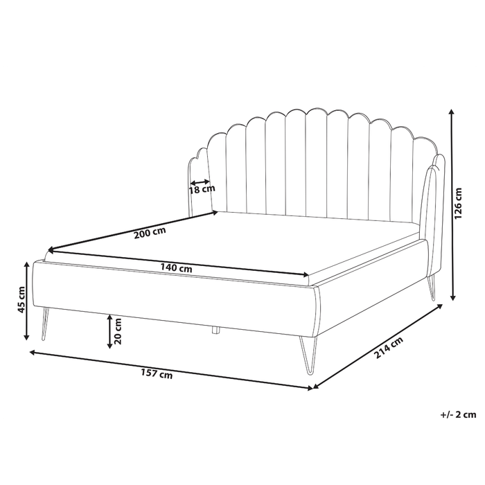 Beliani - AMBILLOU - Tweepersoonsbed - Roze - 140 x 200 cm - Fluweel