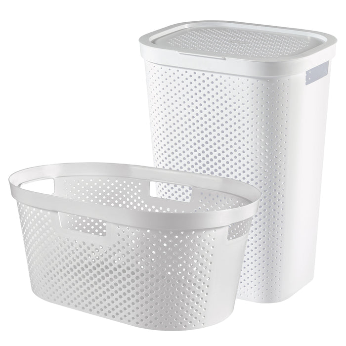 Curver Infinity Recycled Wasmand 60L + Wasmand 40L - Wit