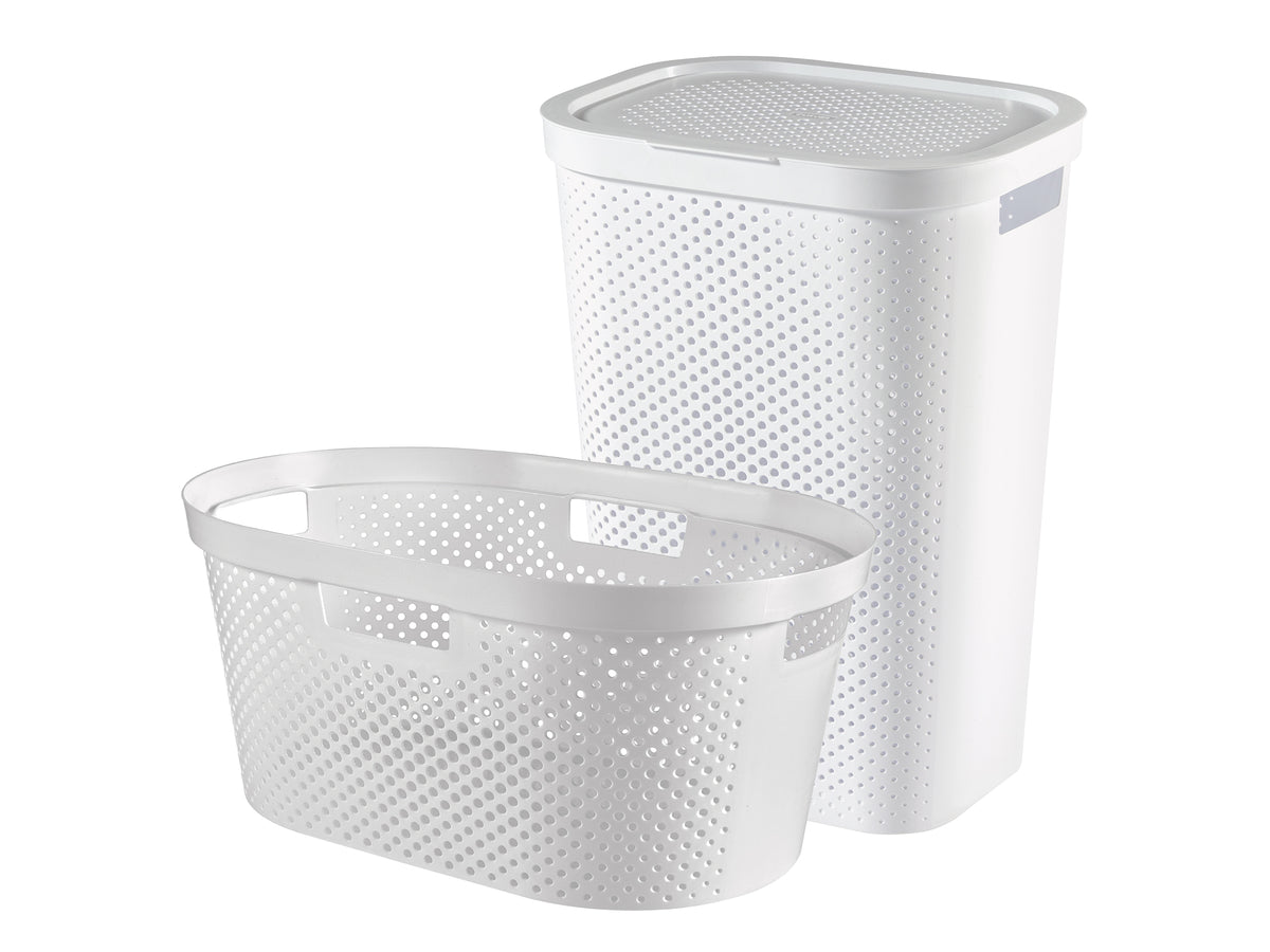 Curver Infinity Recycled Wasmand 60L + Wasmand 40L - Wit
