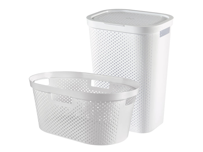 Curver Infinity Recycled Wasmand 60L + Wasmand 40L - Wit
