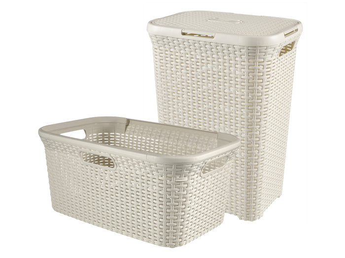 Curver Style Wasmand met Deksel 60L + Wasmand 45L - Wit