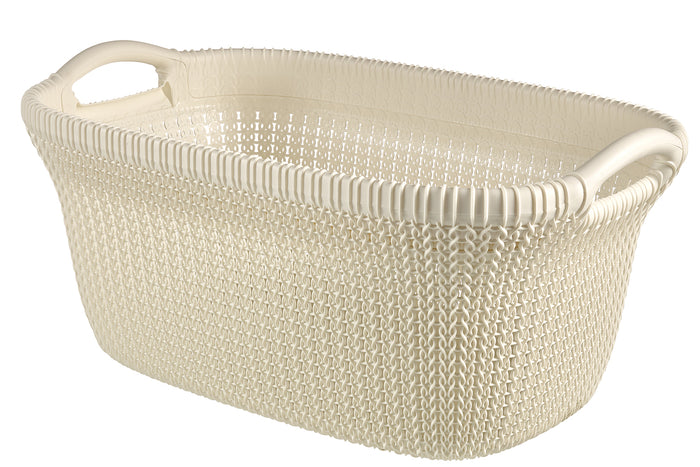 Curver Knit Wasmand met deksel 57L + Wasmand 40L - Gebroken wit