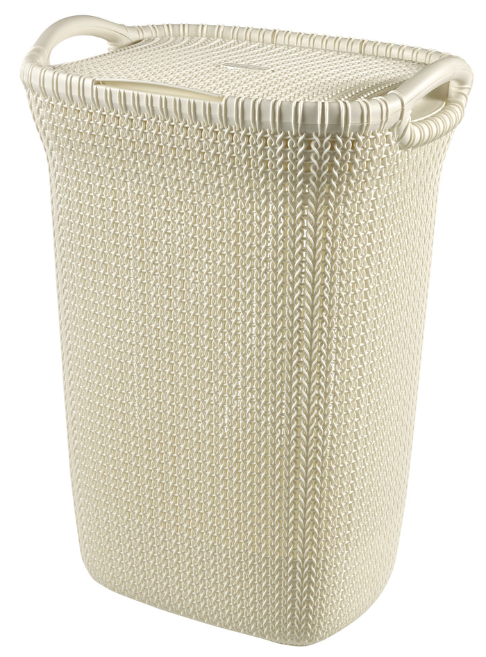 Curver Knit Wasmand met deksel 57L + Wasmand 40L - Gebroken wit
