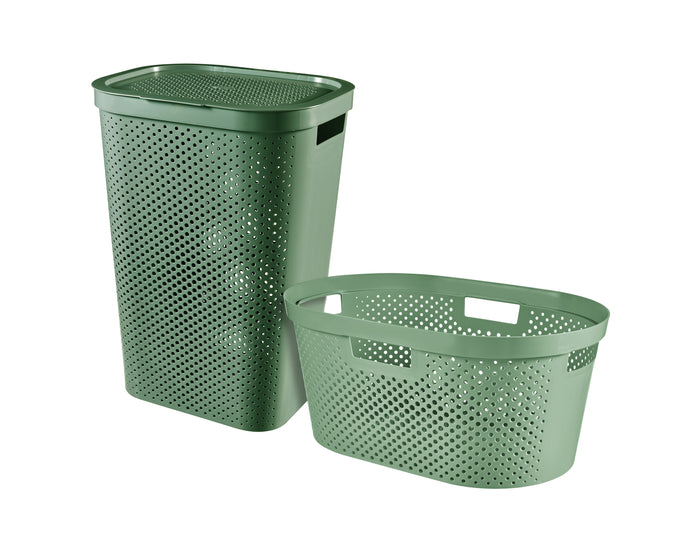 Curver Infinity Recycled Wasmand 60L + Wasmand 40L - Groen