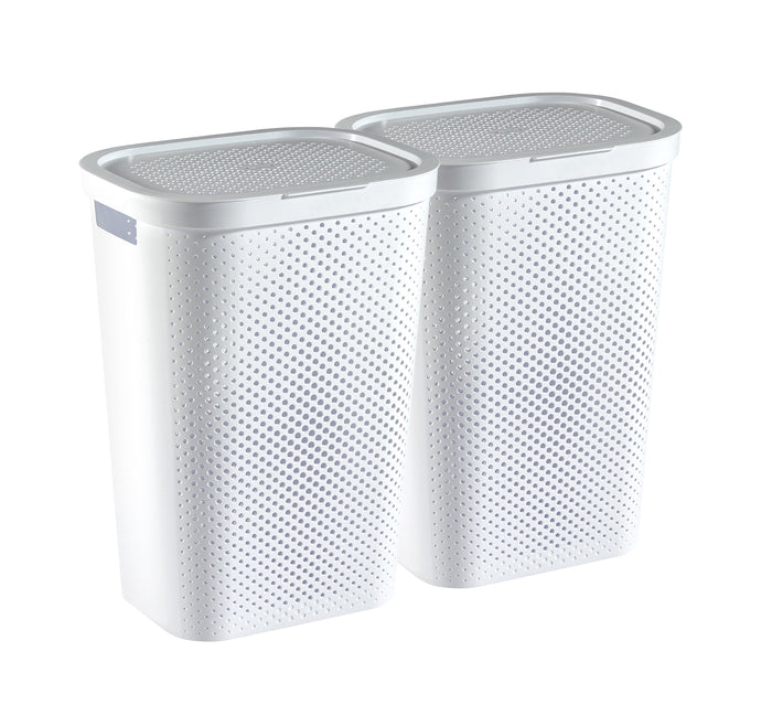 Curver Infinity Recycled Wasmand met deksel - 60L - 2 stuks - Wit