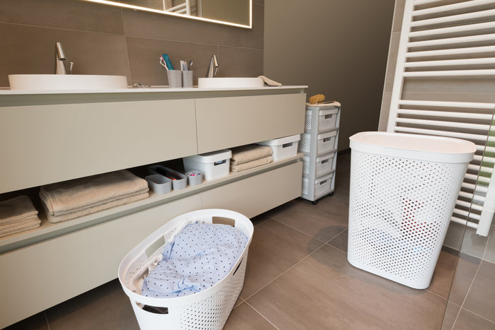 Curver Infinity Recycled Wasmand met deksel - 60L - 2 stuks - Wit