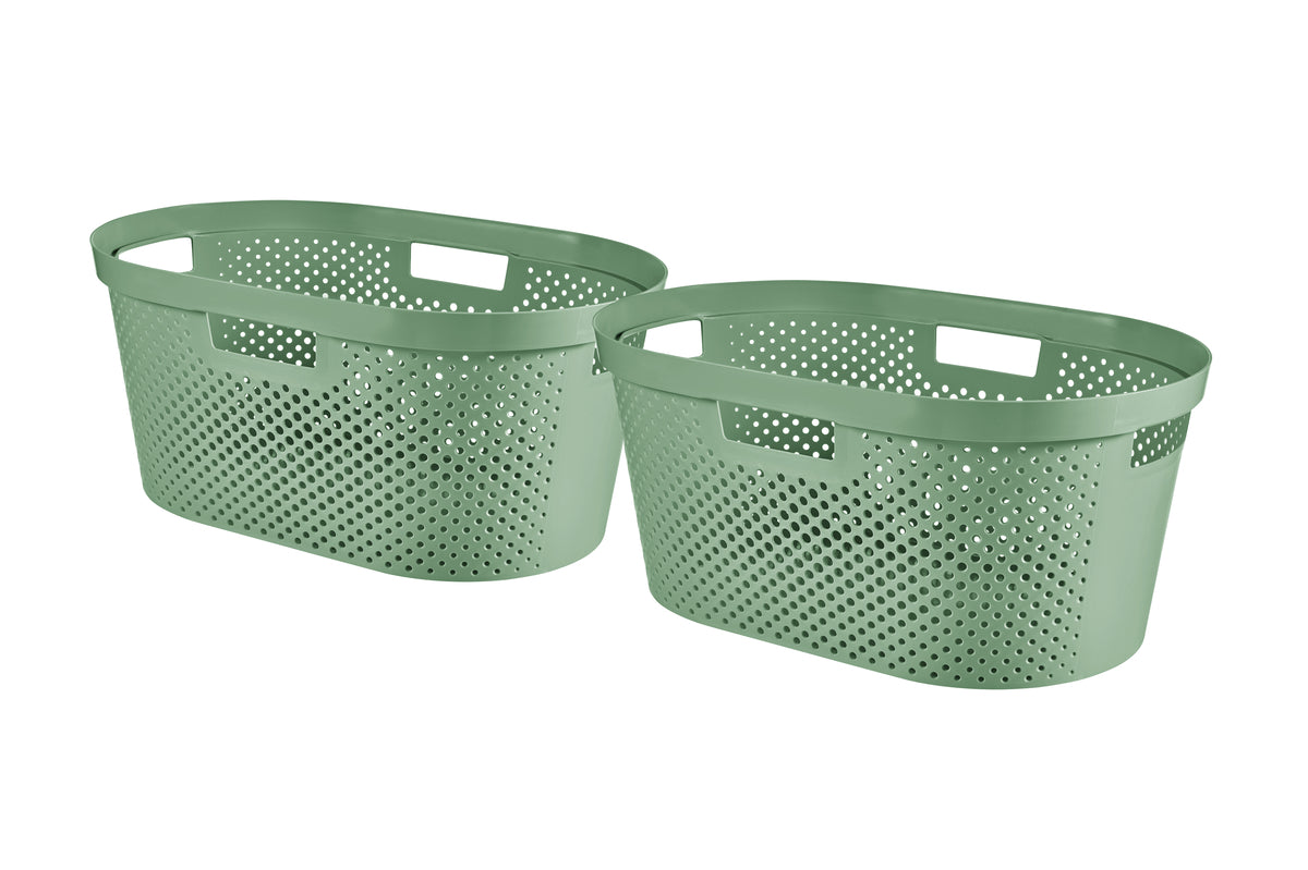 Curver Infinity Recycled Dots Wasmand - 40L - 2 stuks - Groen