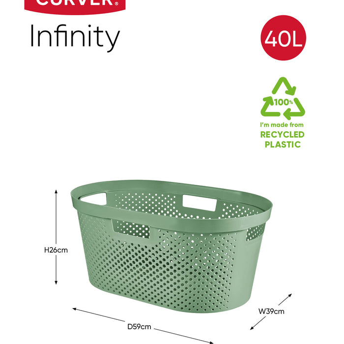 Curver Infinity Recycled Dots Wasmand - 40L - 2 stuks - Groen