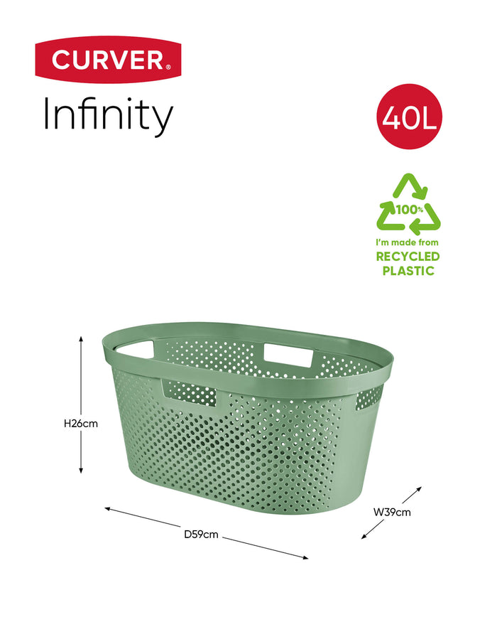 Curver Infinity Recycled Dots Wasmand - 40L - 2 stuks - Groen