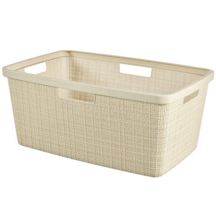 Curver Jute Wasmand met deksel 58L + Wasmand 46L - Gebroken Wit