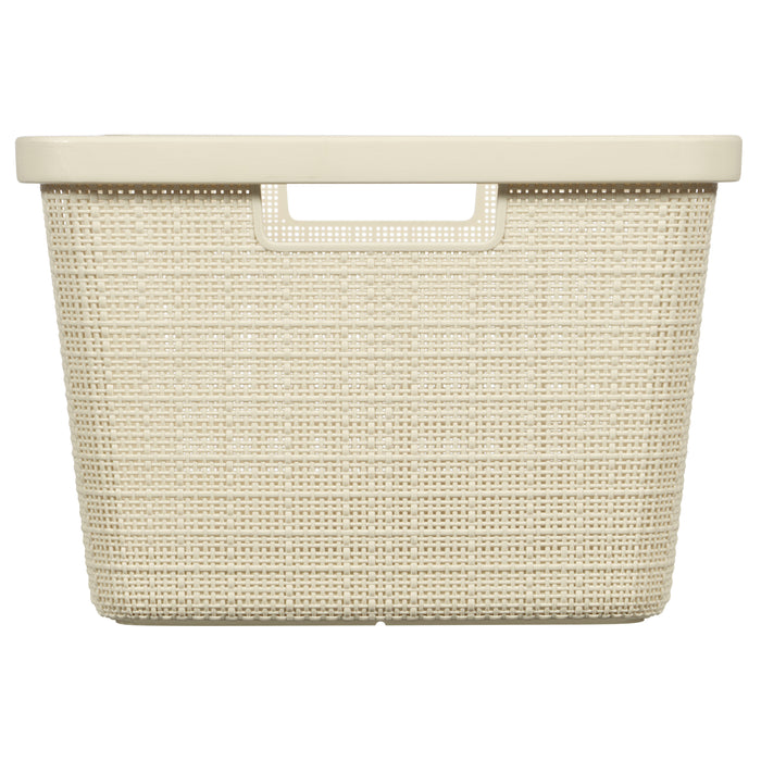 Curver Jute Wasmand met deksel 58L + Wasmand 46L - Gebroken Wit