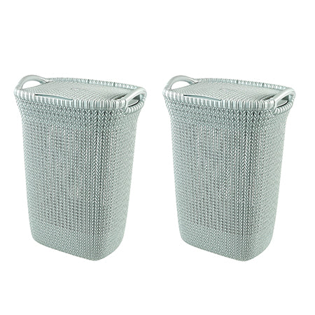 Curver Knit Wasmand met deksel - 57 l - Set van 2 - Misty Blue