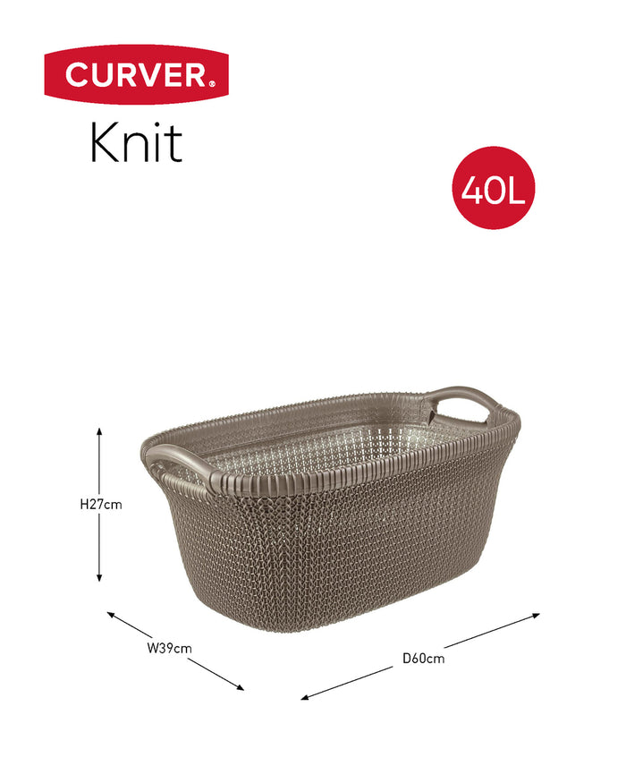 Curver Knit Wasmand met deksel 57L + Wasmand 40L - Bruin