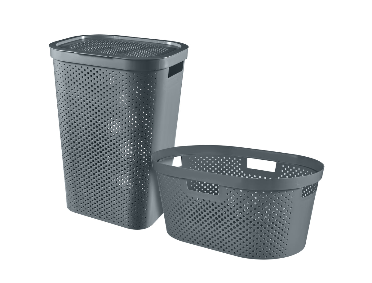Curver Infinity Recycled Wasmand 60L + Wasmand 40L - Grijs