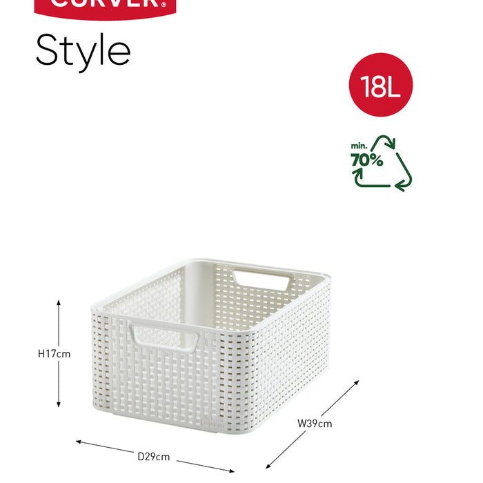 Curver Style Opbergmand M - 18L - 3 stuks - Gebroken wit