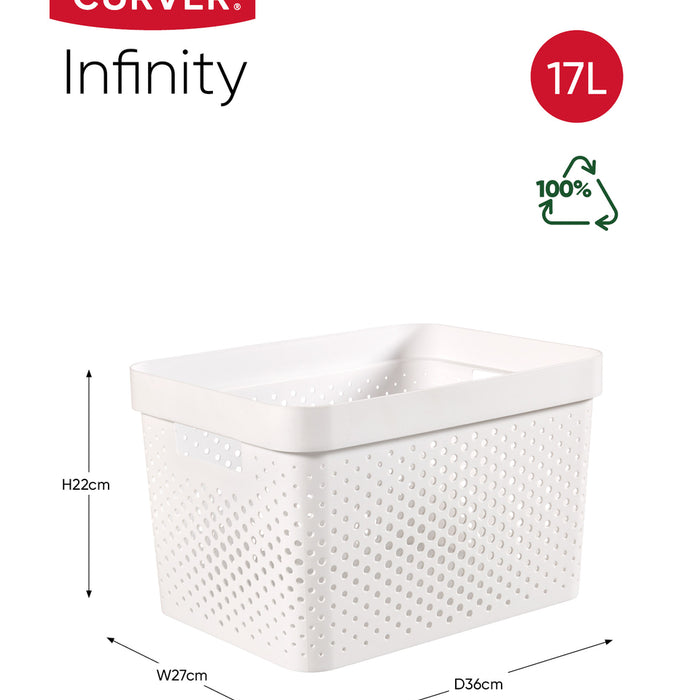 Curver Infinity Recycled Dots Opbergbox - 17L - 3 stuks - Wit