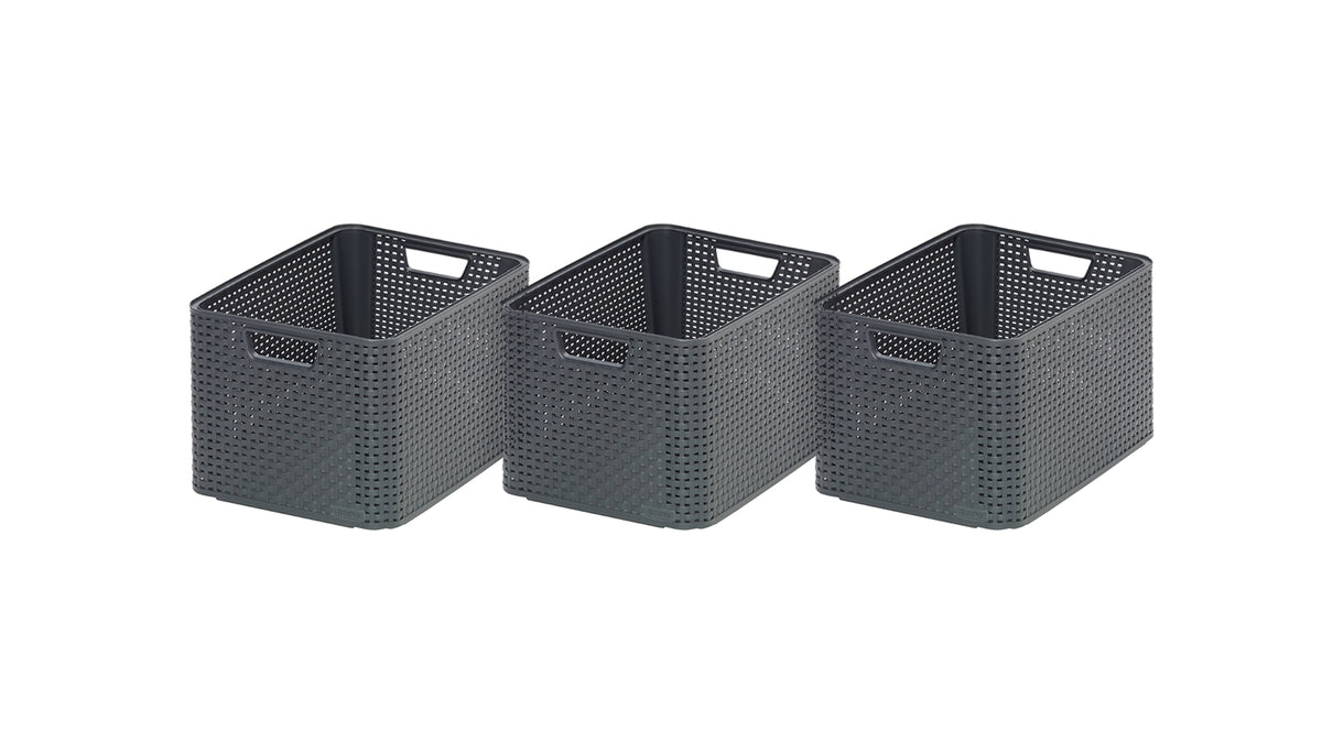 Curver Style Opbergmand L - 30L - 3 stuks - Antraciet
