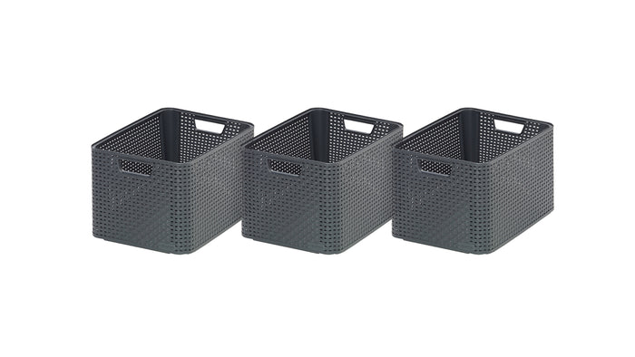 Curver Style Opbergmand L - 30L - 3 stuks - Antraciet
