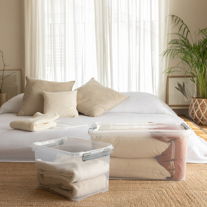 Curver Handy+ Opbergbox - 65L - 3 stuks - Transparant met deksel