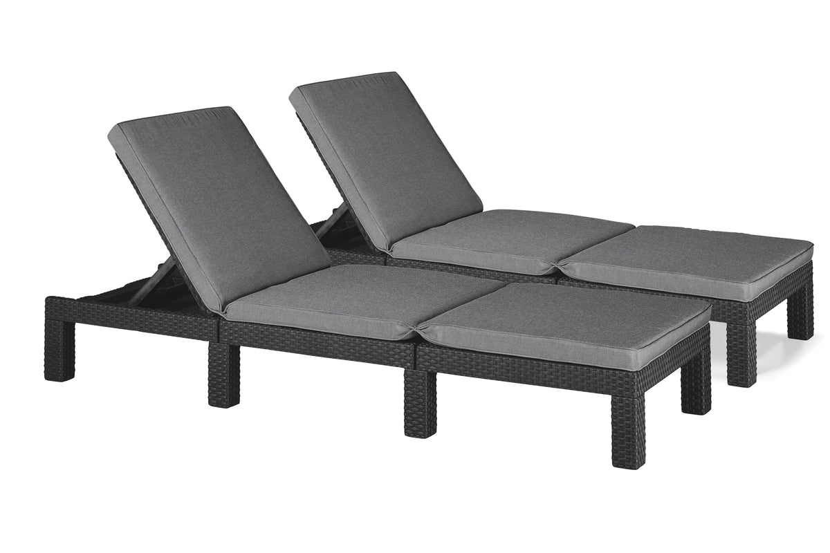 Allibert Daytona Deluxe Ligbed 65x195x25,5cm - 2 stuks - Grafiet