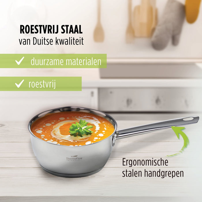 Rosmarino Pour & Cook Sauspan met glazen deksel - 16 cm