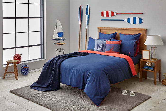 Nautica Katoen Satijnen Dekbedovertrekset - 240x200|220 - Creek Rood