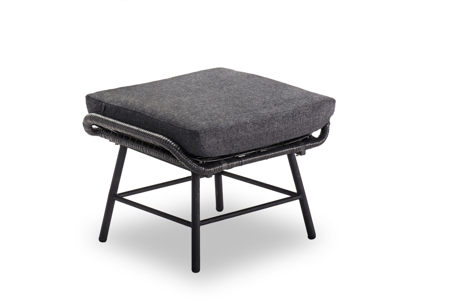 BUITEN living Dex voetenbank | wicker + aluminium | Charcoal