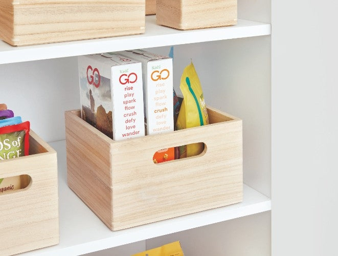 iDesign - Opbergbox met Handgrepen, 25.5 x 25.5 x 15 cm, Paulownia Hou