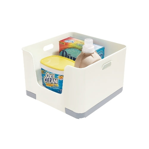 iDesign - Stapelbare Opbergbox met Opening, 39 x 23 cm, Kunststof, Bei