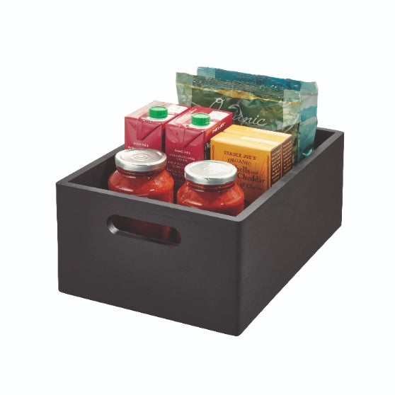 Opbergbox met Handgrepen, 25.5 x 38 x 15 cm, Paulownia Hout, Zwart - i